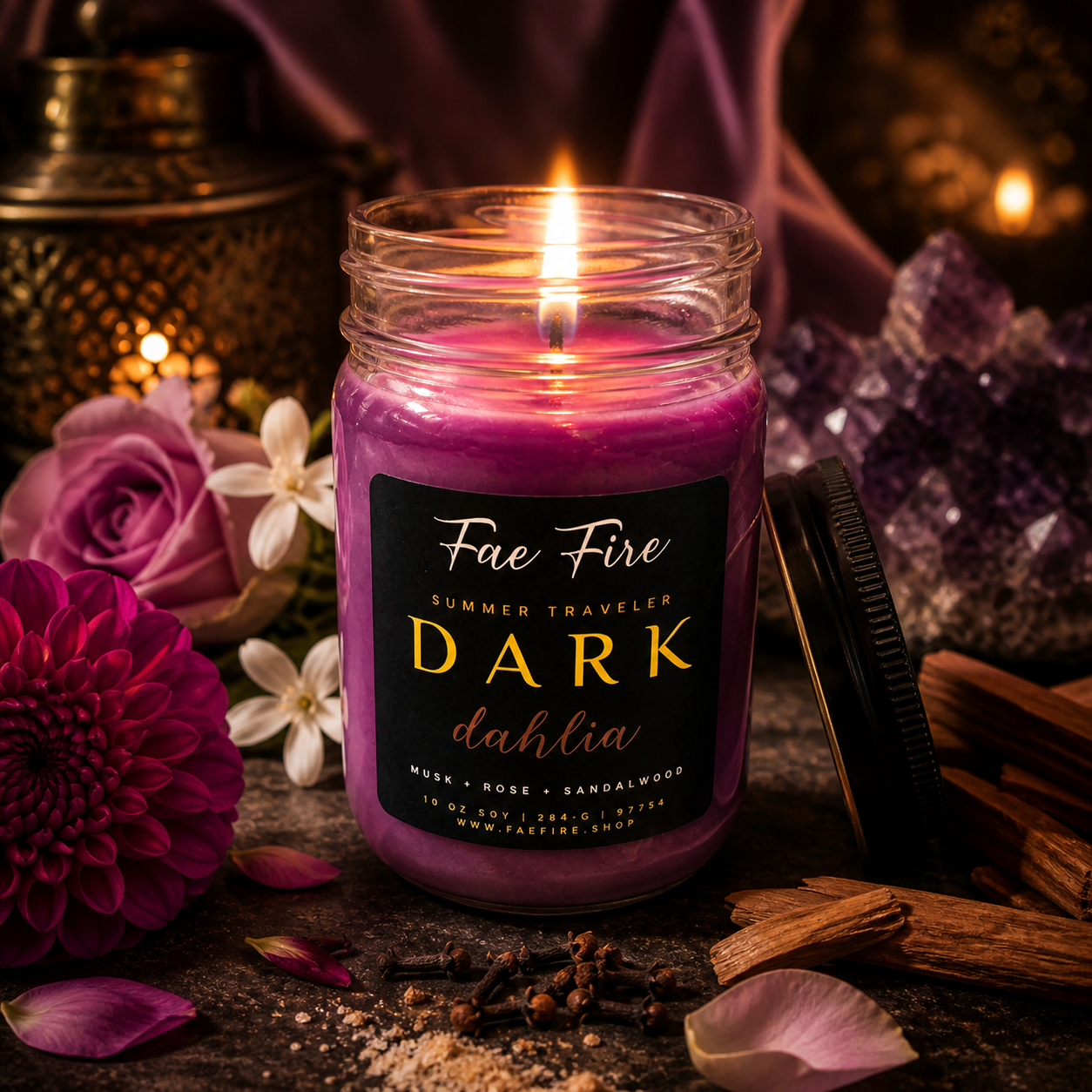 Dark Dahlia | Musk + Rose + Sandalwood Soy Candle