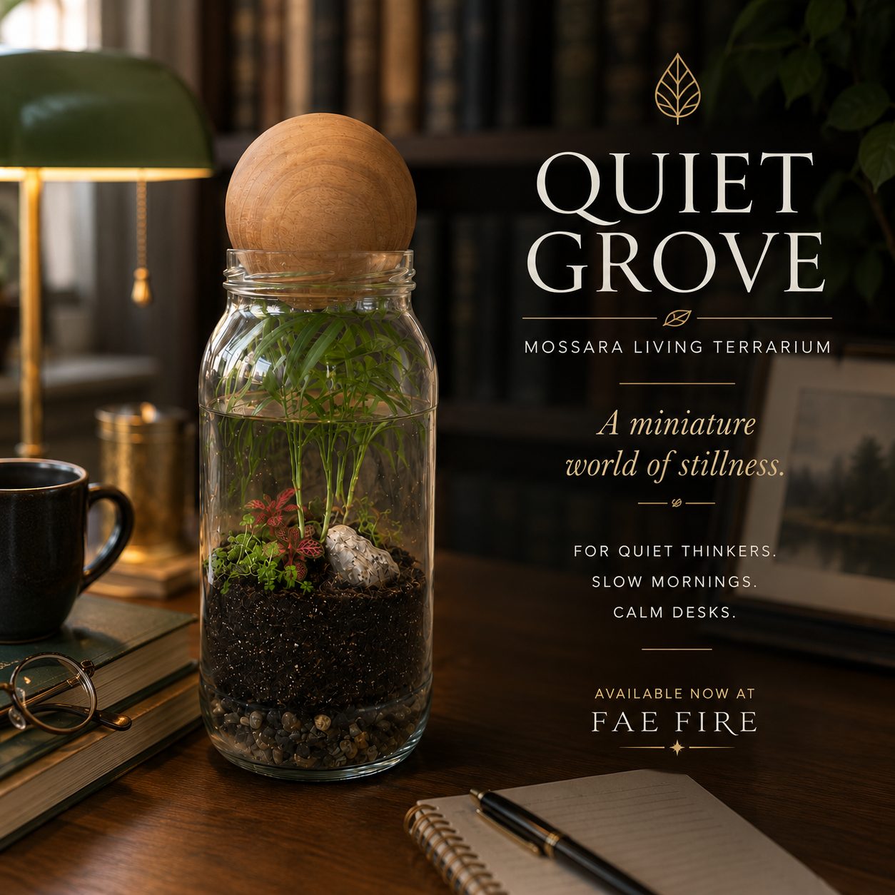 Quiet Grove Terrarium | Handcrafted Succulent Living Decor