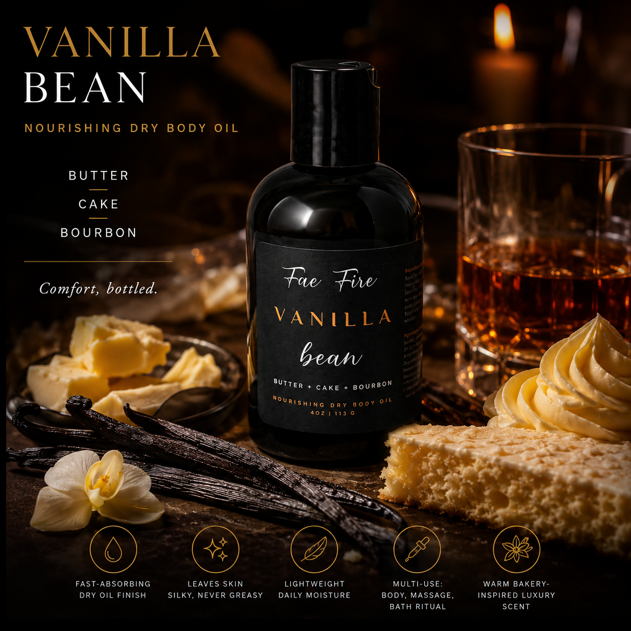 Vanilla Bean Dry Body Oil | Fast-Absorbing Luxury Body Moisture