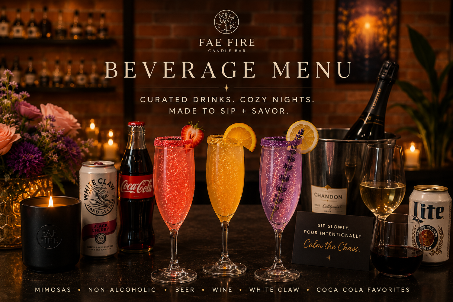 Sip + Sparkle Menu | Beverages Available In-Store