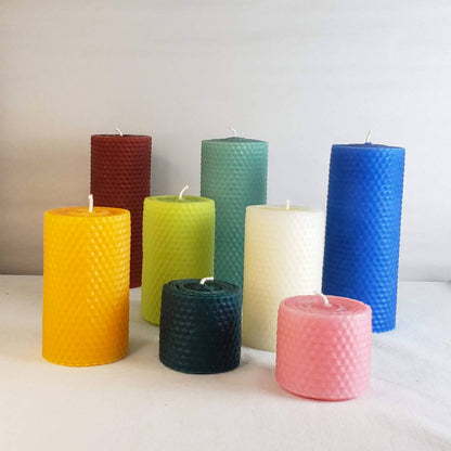 Ivory White Beeswax Pillar Candles