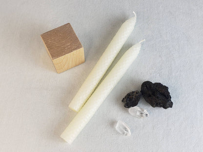 Pair of Ivory White Beeswax Taper Candles