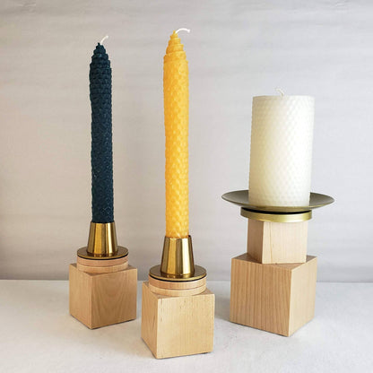 Pair of Saffron Orange Beeswax Taper Candles