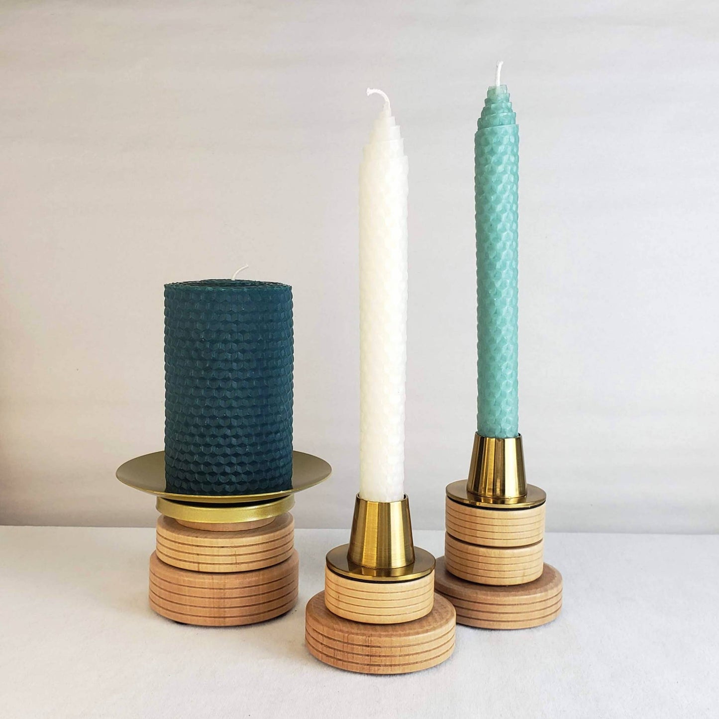 Pair of Ivory White Beeswax Taper Candles