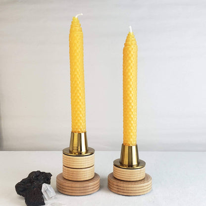 Pair of Saffron Orange Beeswax Taper Candles