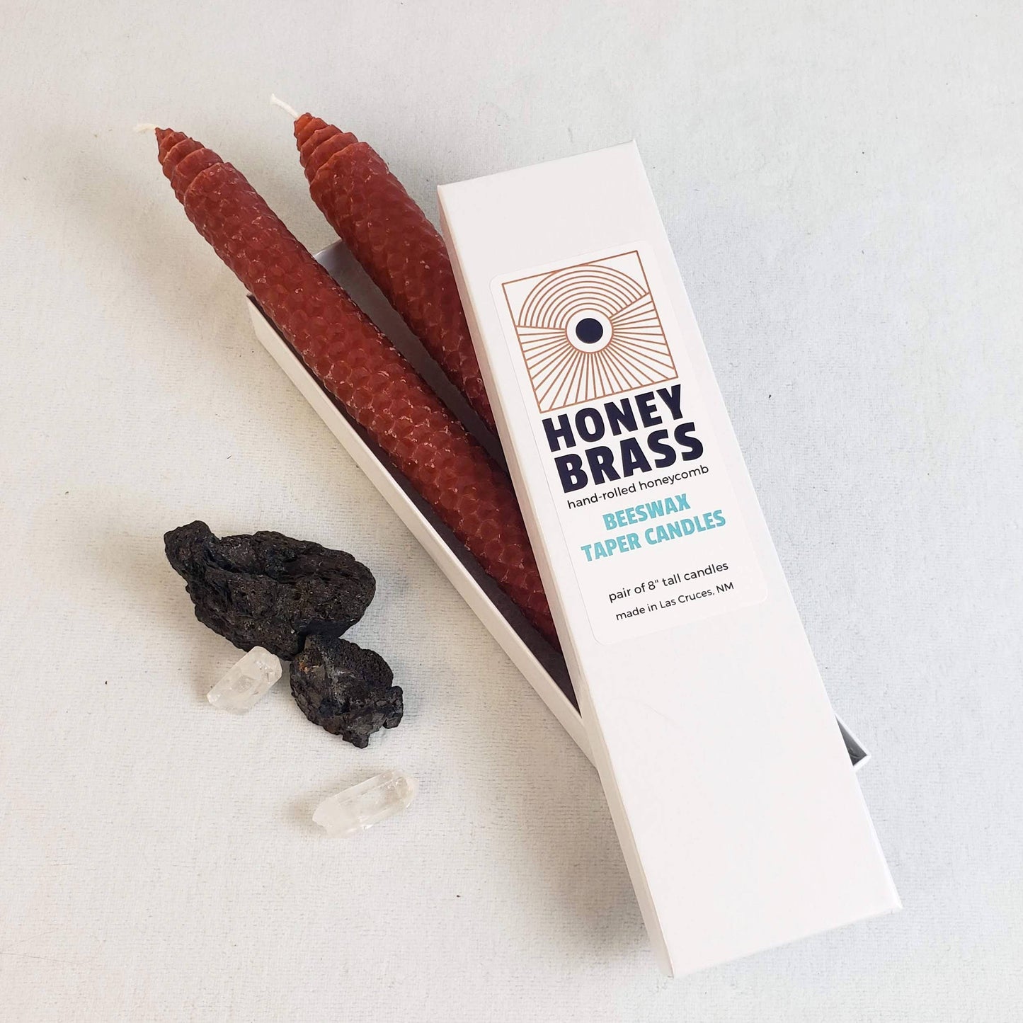 Pair of Brick Red Beeswax Taper Candles