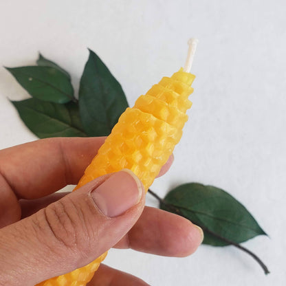 Pair of Saffron Orange Beeswax Taper Candles