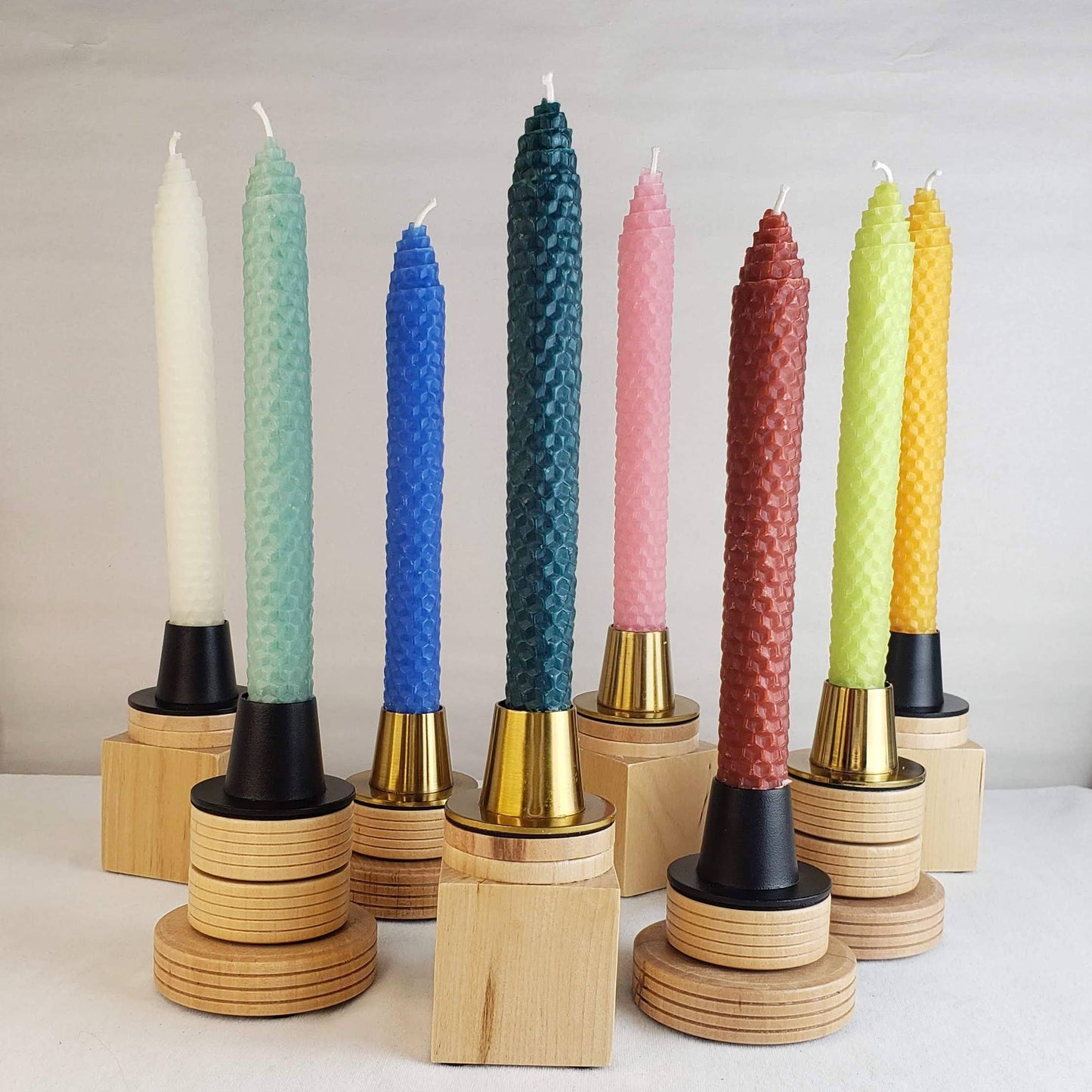 Pair of Brick Red Beeswax Taper Candles