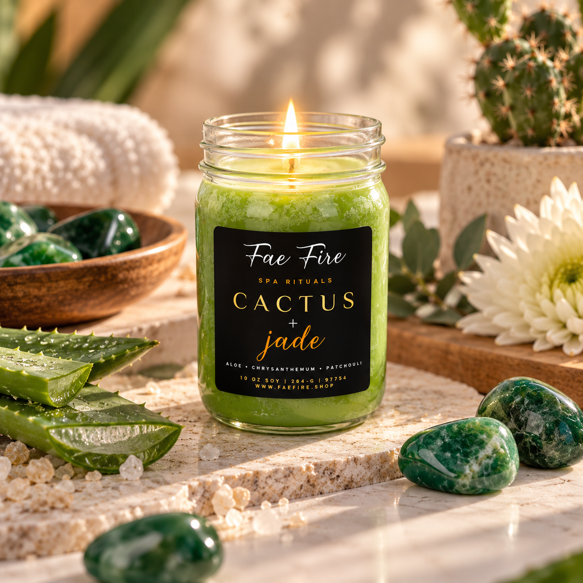 Cactus + Jade | Aloe + Chrysanthemum + Patchouli Soy Candle