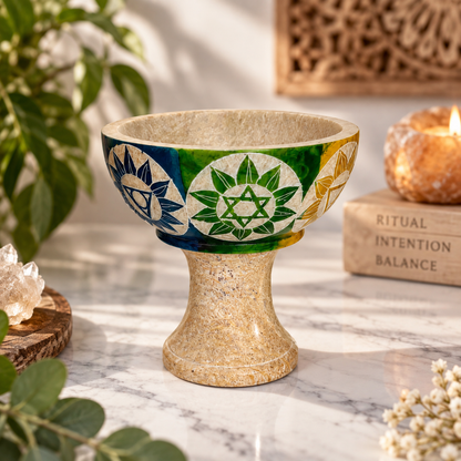 Hand-Carved Soapstone Smudge Bowl with Stand