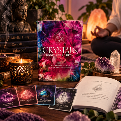 Crystals Book & Card Deck | 52-Card Crystal Guide Set