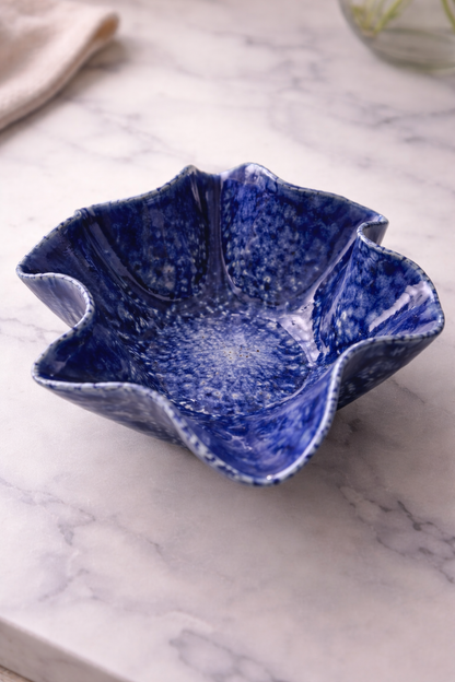 Midnight Blue Ruffle Dish | Handmade Ceramics by CS Moss