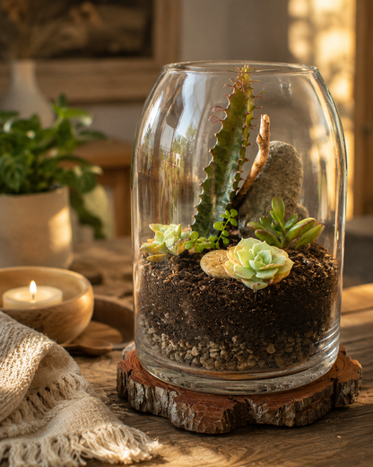 Desert Horizon Terrarium | Handcrafted Living Succulent Decor