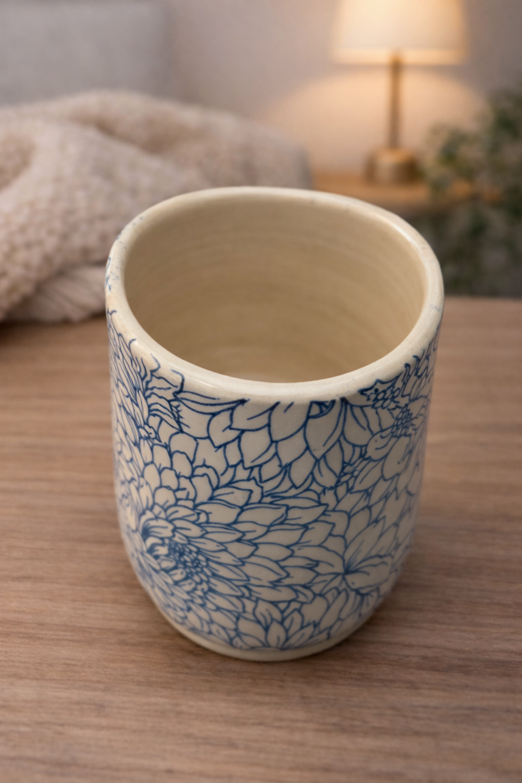 Floral Blue+ White Mug | Handmade Ceramics by CS Moss