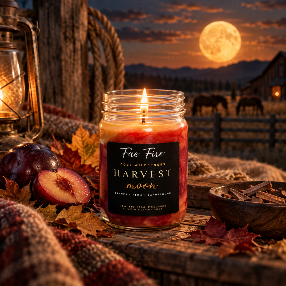 Harvest Moon Candle | Leaves + Plum + Sandalwood
