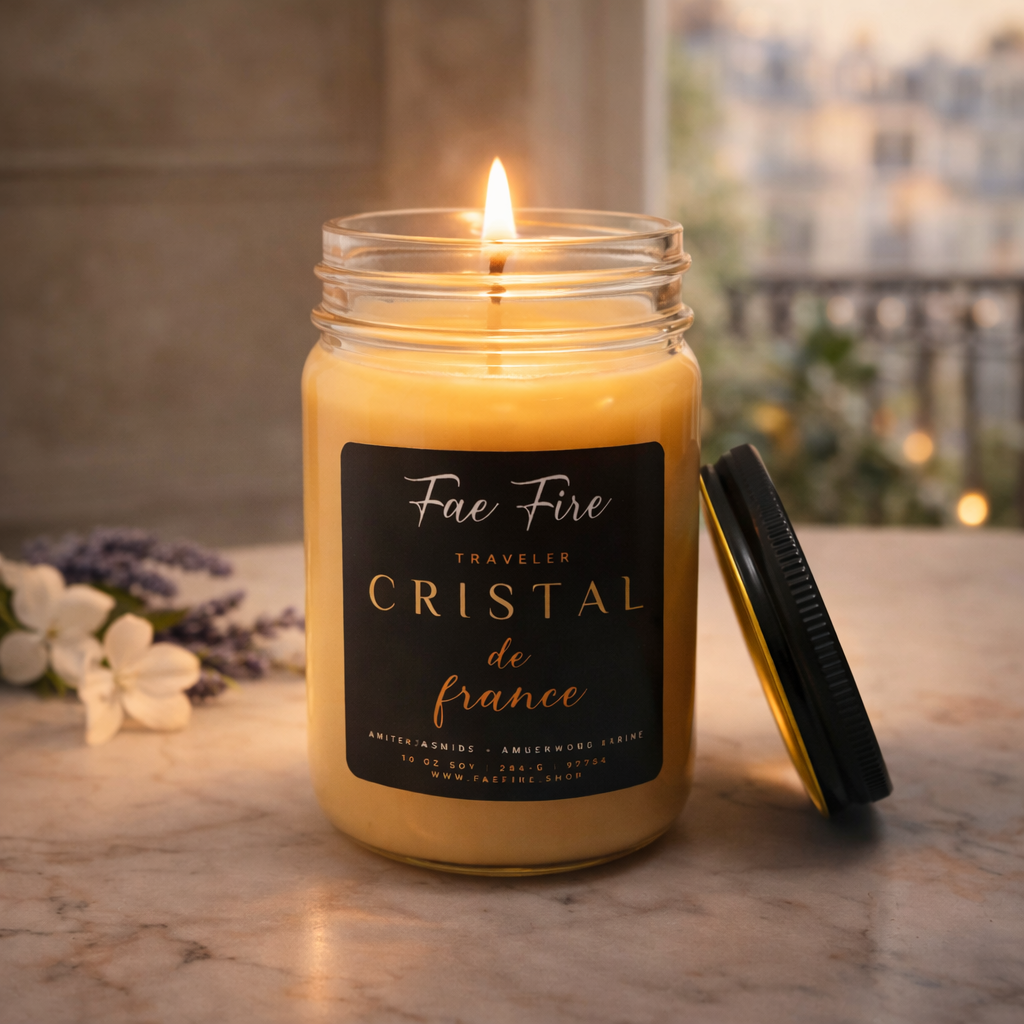 Cristal de France | White Jasmine + Amberwood + MuskSoy Candles
