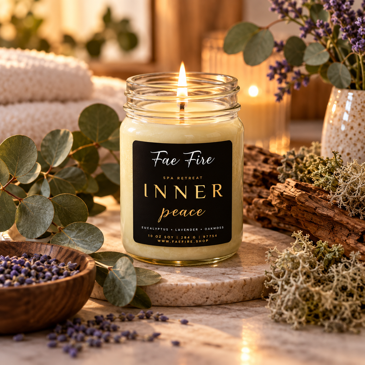 Inner Peace | Eucalyptus + Lavender + Oakmoss Soy Candle
