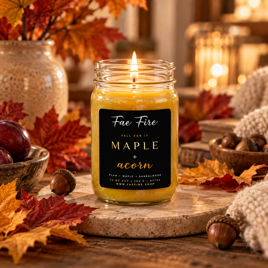 Maple + Acorn (Oak) | Plum + Maple Leaf + Sandalwood Soy Candle