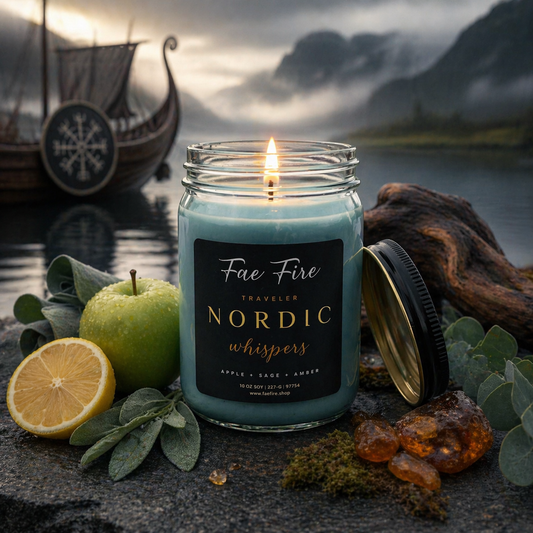 Nordic Whispers Soy Candle | Apple + Sage + Amber