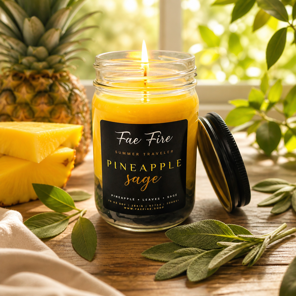 Pineapple Sage | Pineapple + Leaves + Sage Soy Candles