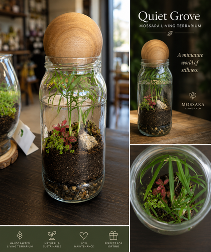 Quiet Grove Terrarium | Handcrafted Succulent Living Decor