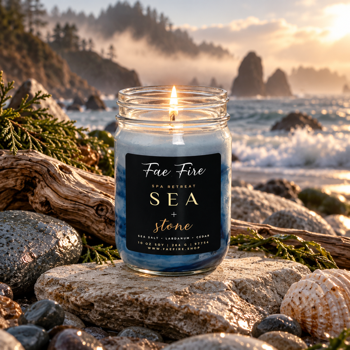 Sea + Stone | Sea Salt + Labdanum + Cedar Soy Candle