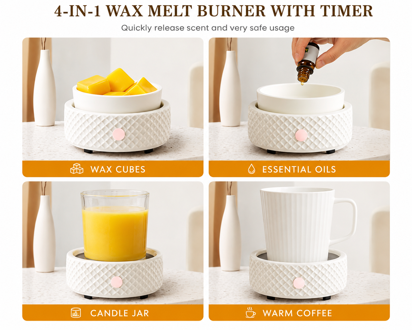 White Wax Warmer + 2 Free Wax Melts