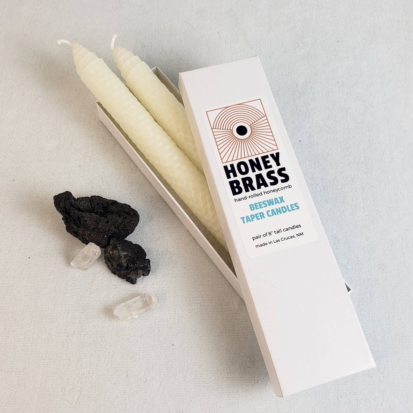 Pair of Ivory White Beeswax Taper Candles