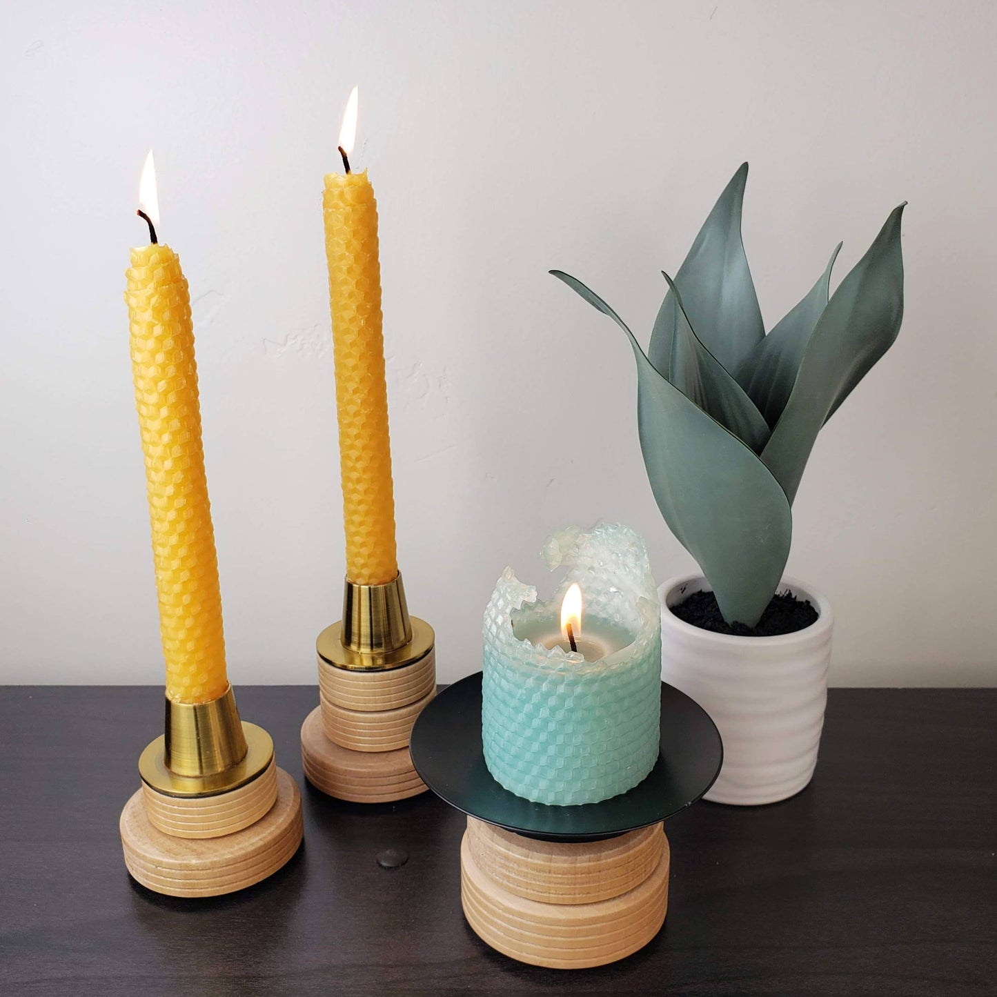 Pair of Saffron Orange Beeswax Taper Candles