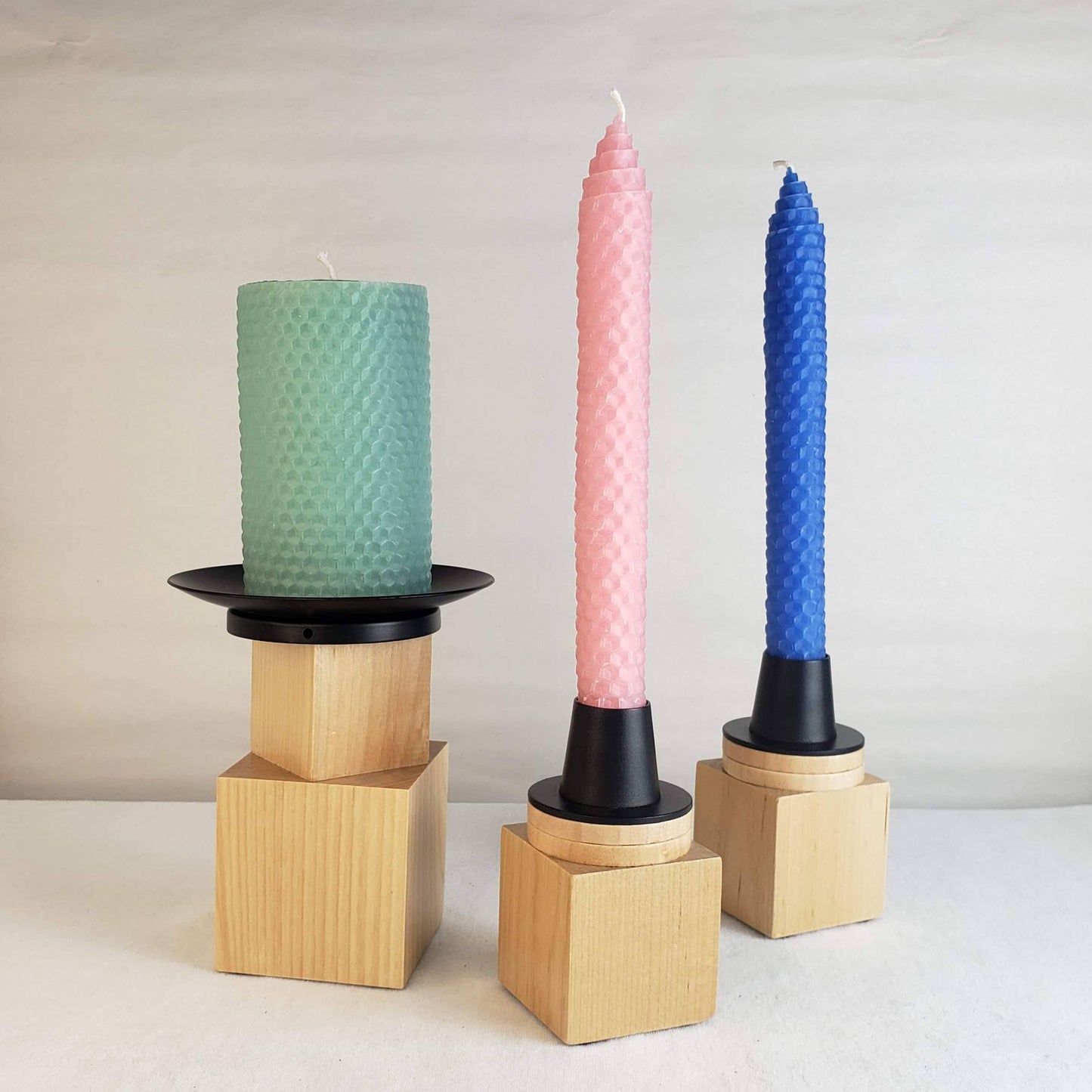 Pair of Carnation Pink Beeswax Taper Candles