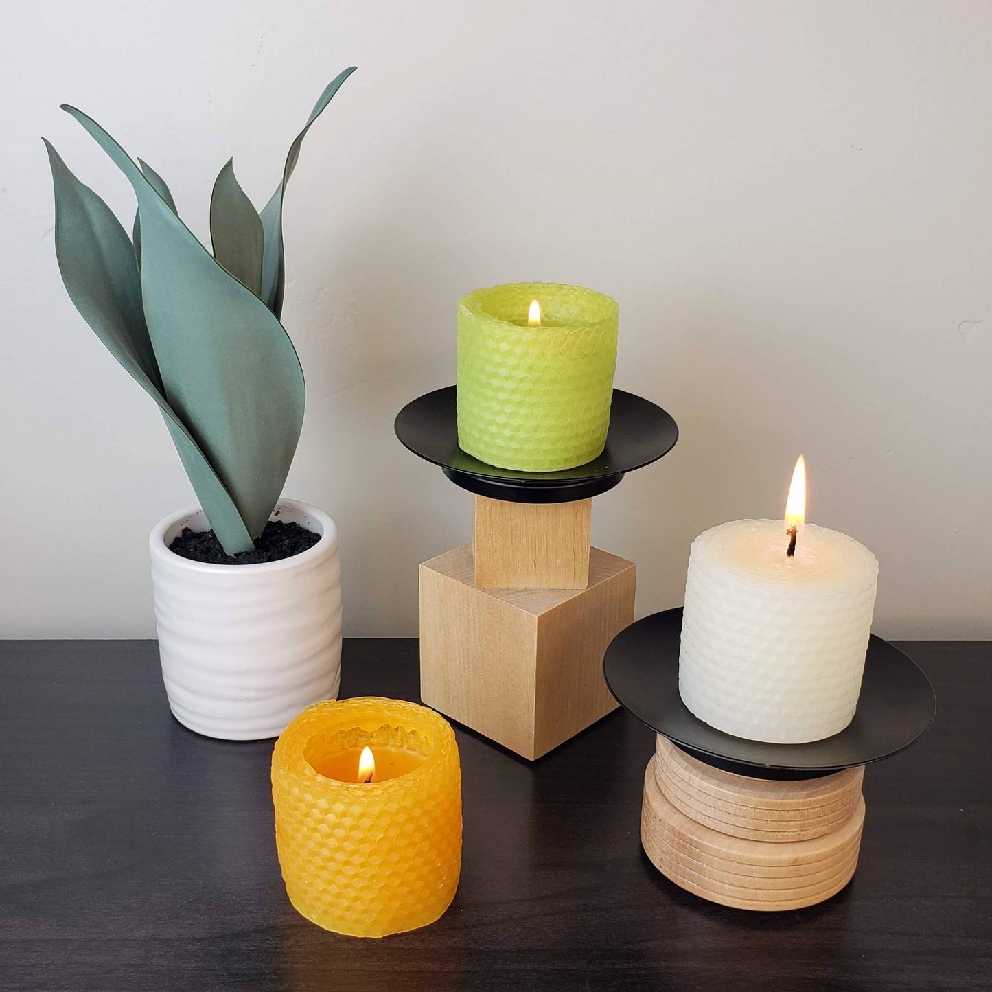 Ivory White Beeswax Pillar Candles