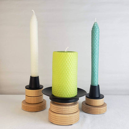 Pair of Ivory White Beeswax Taper Candles