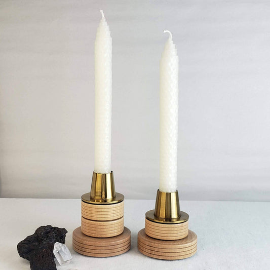 Pair of Ivory White Beeswax Taper Candles